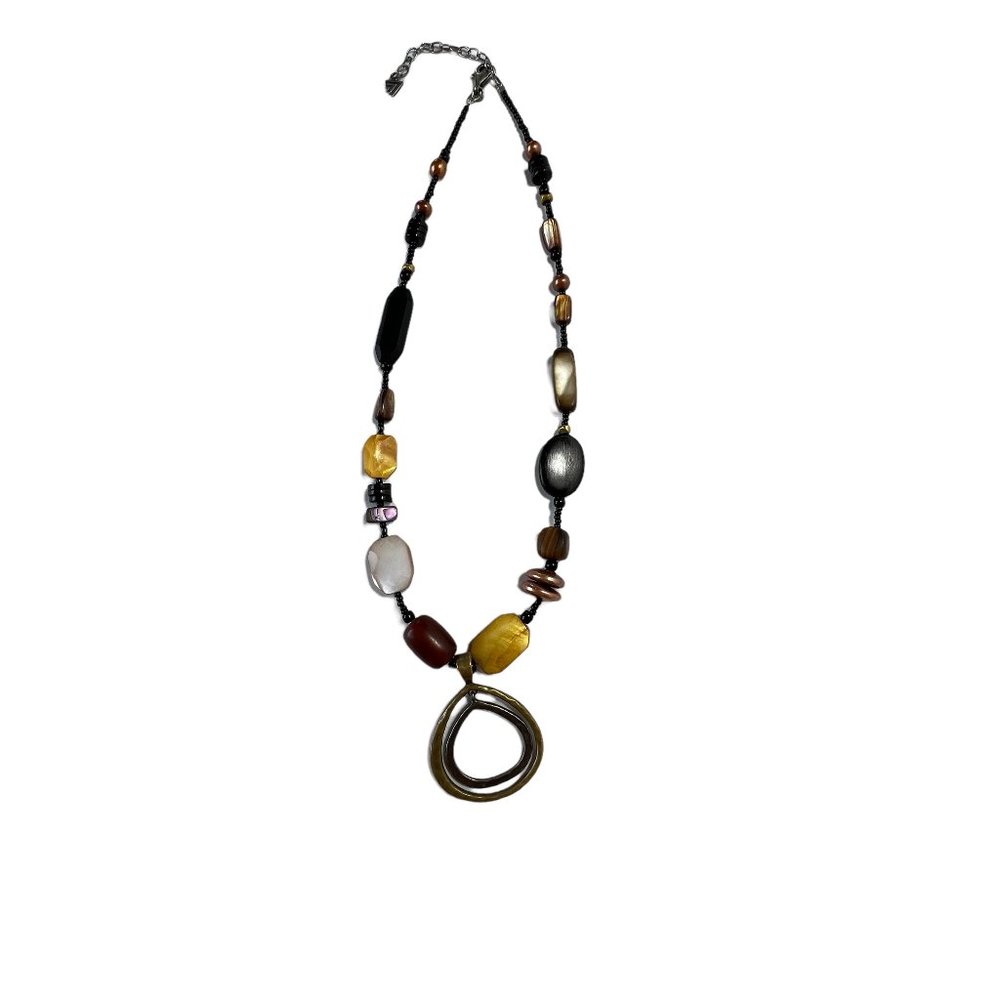 Silpada Necklace, Two Toned Teardrop Pendant Sterling, Brass, 18" w 2" extender